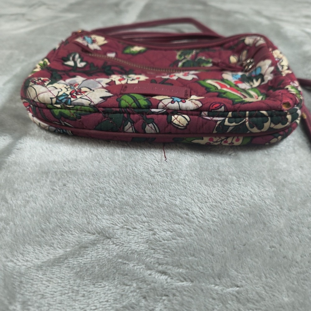 Vera Bradley Crossbody Bag Women Small Red Burgundy Floral Quilted Purse Flowers - Picture 6 of 16